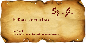 Szűcs Jeremiás névjegykártya